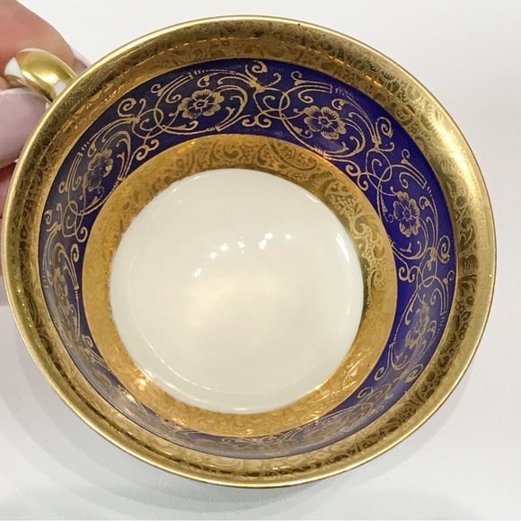 Vintage West Germany Alka Kunst Kronach Bavaria Teacup Gold Gilt Cobalt Blue - Picture 8 of 12